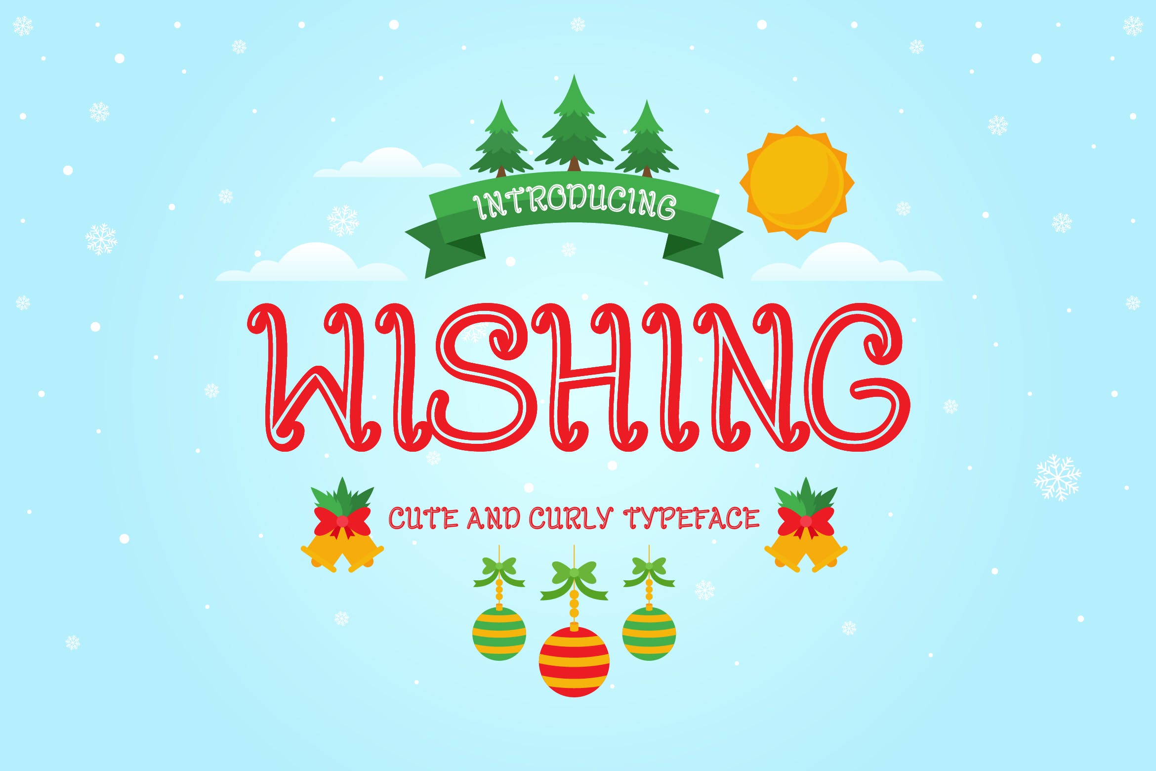 卷曲装饰圣诞节日设计字体下载 Wishing – Curly Decorative Christmas Font插图