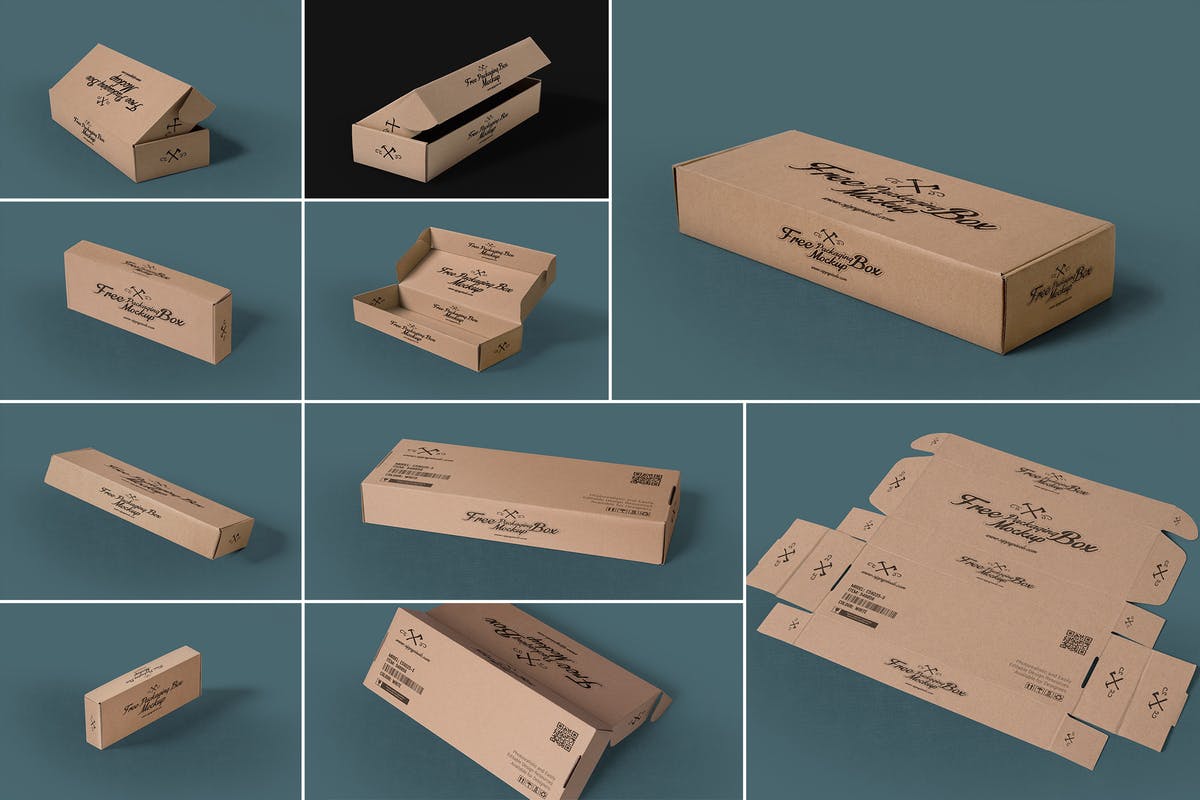10个矩形包装盒设计样机模板 10 Rectangular Packaging Box Mockups插图