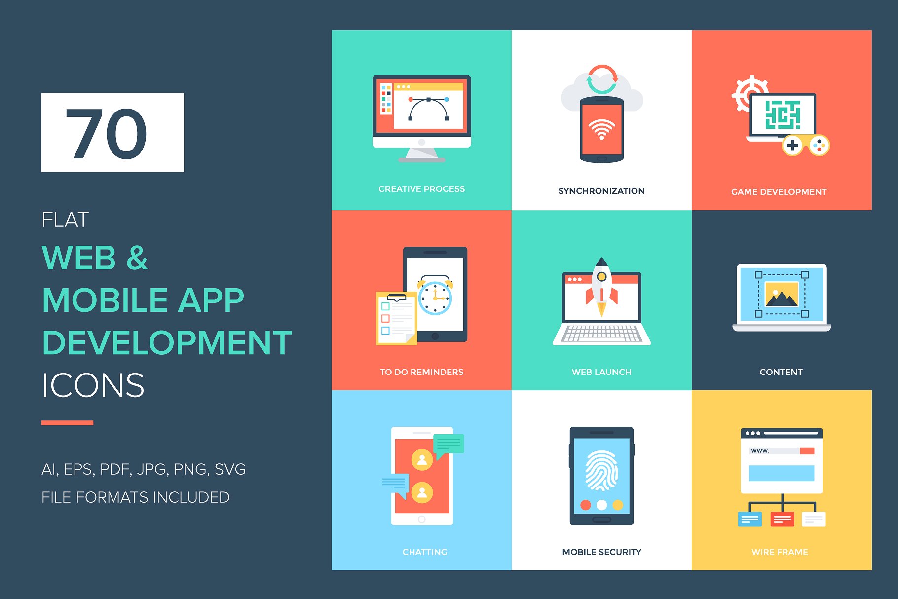 网站建设和应用开发图标集 Web and Mobile App Development插图
