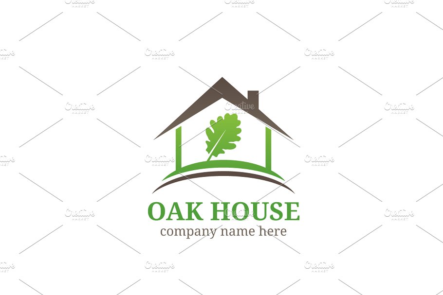 房子装修主题Logo模板 Oak House Logo插图