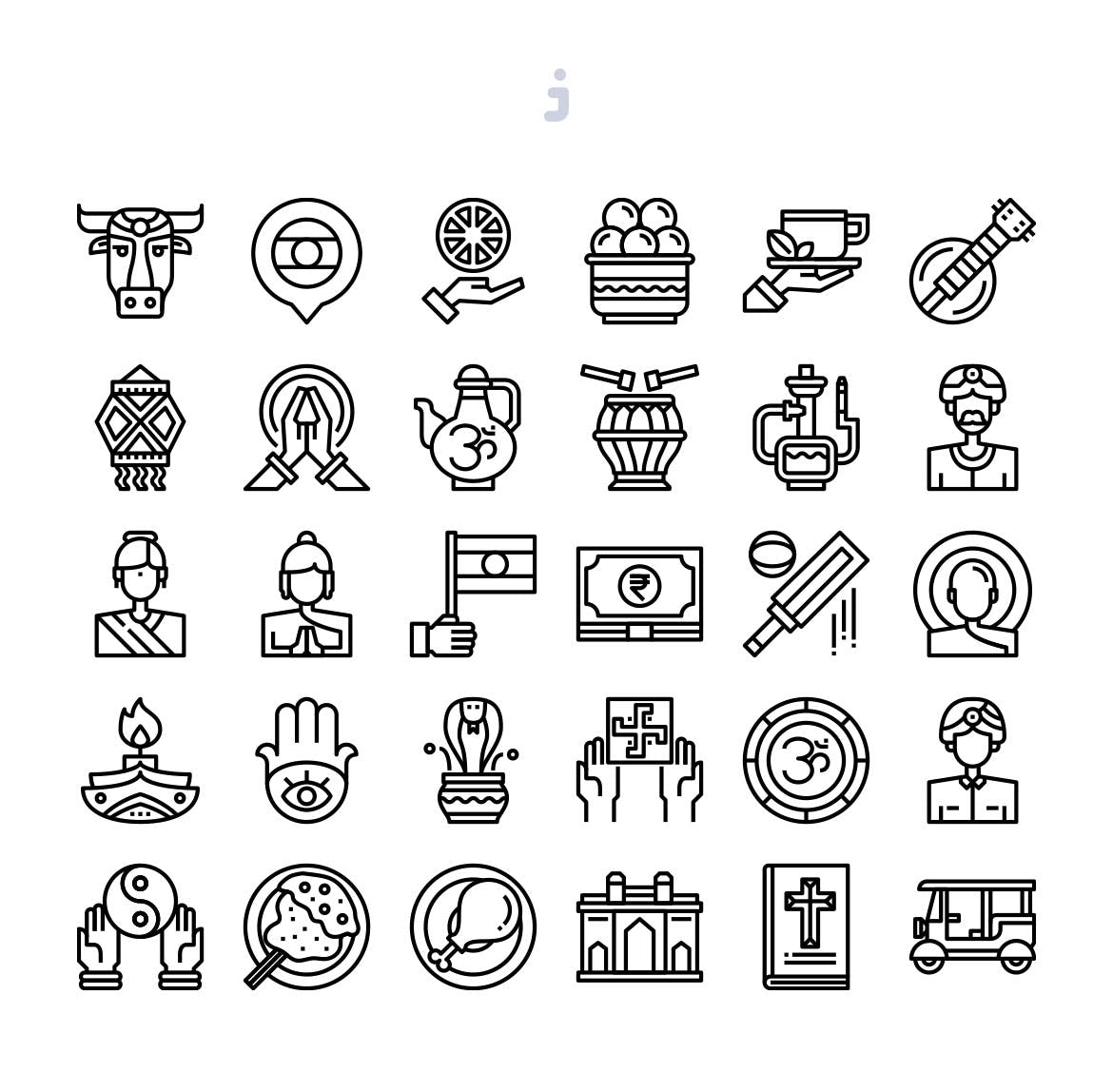 30枚印度国家民族元素彩色矢量图标 30 India Element Icons插图(2)