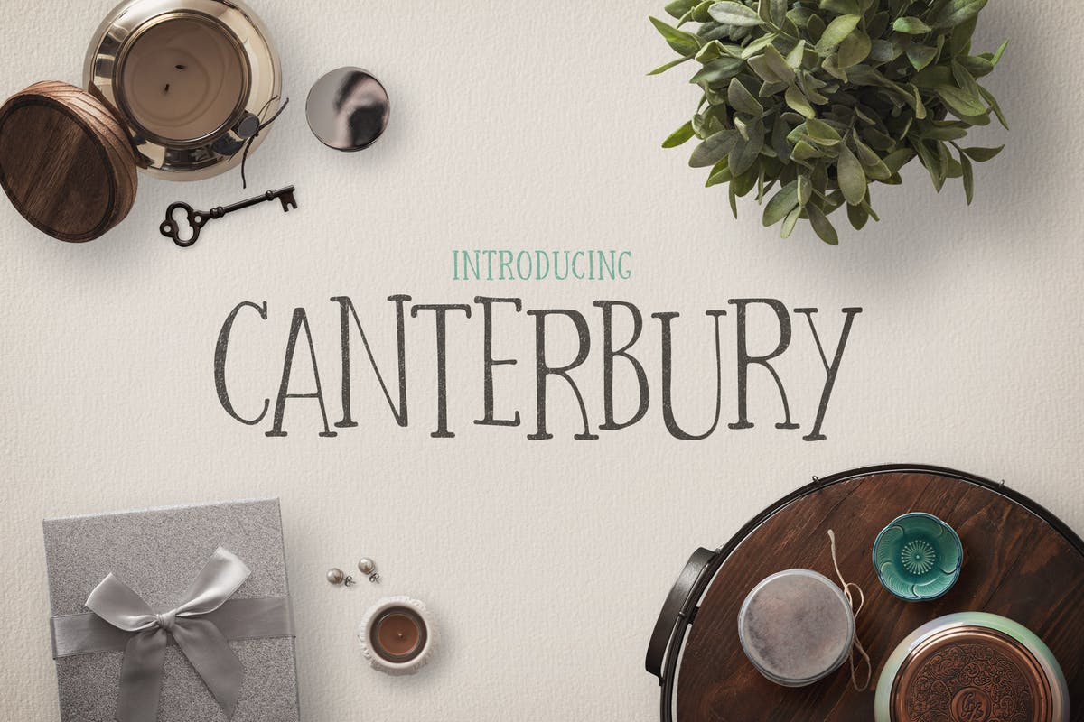 复古个性坎特伯雷衬线字体 Canterbury Font + Bonus Mockups插图