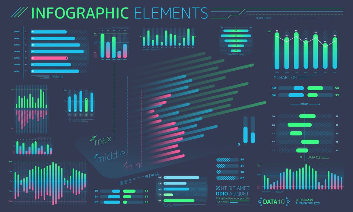 扁平化设计风格信息图表数据演示设计素材 Flat Infographic Elements插图(2)