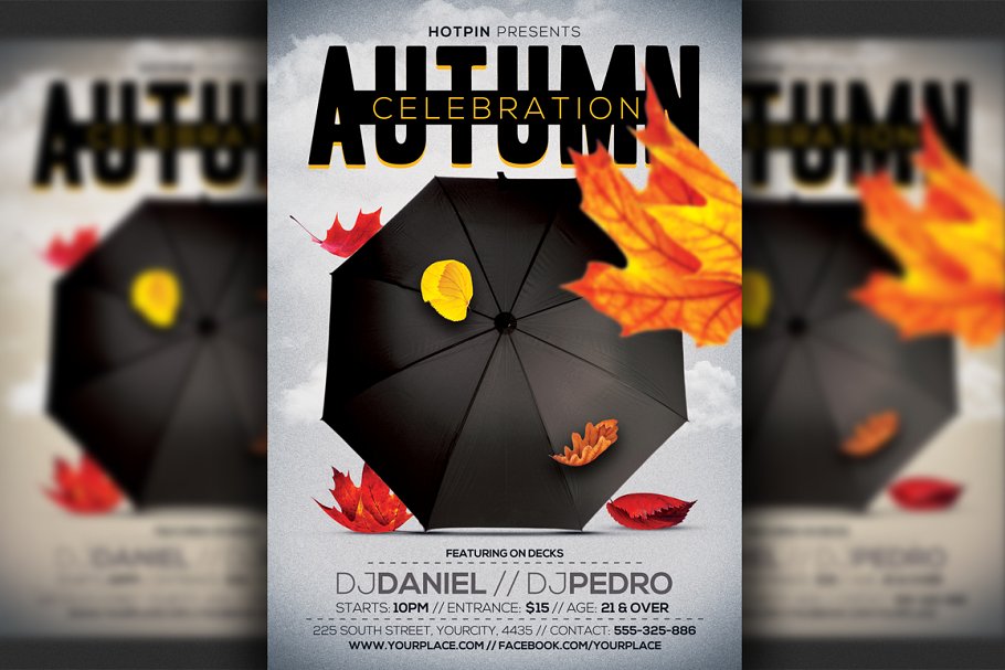 秋季惬意派对传单宣传模板 Autumn Party Flyer Template插图(1)