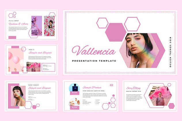 女性主题品牌项目介绍PPT模板素材 Vallencia Powerpoint Presentation插图(1)