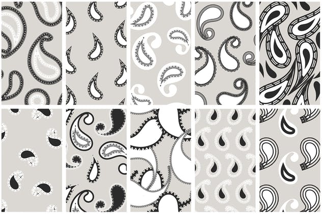 现代佩斯利涡纹旋花呢无缝图案纹理 Modern Paisley Seamless Patterns插图(8)