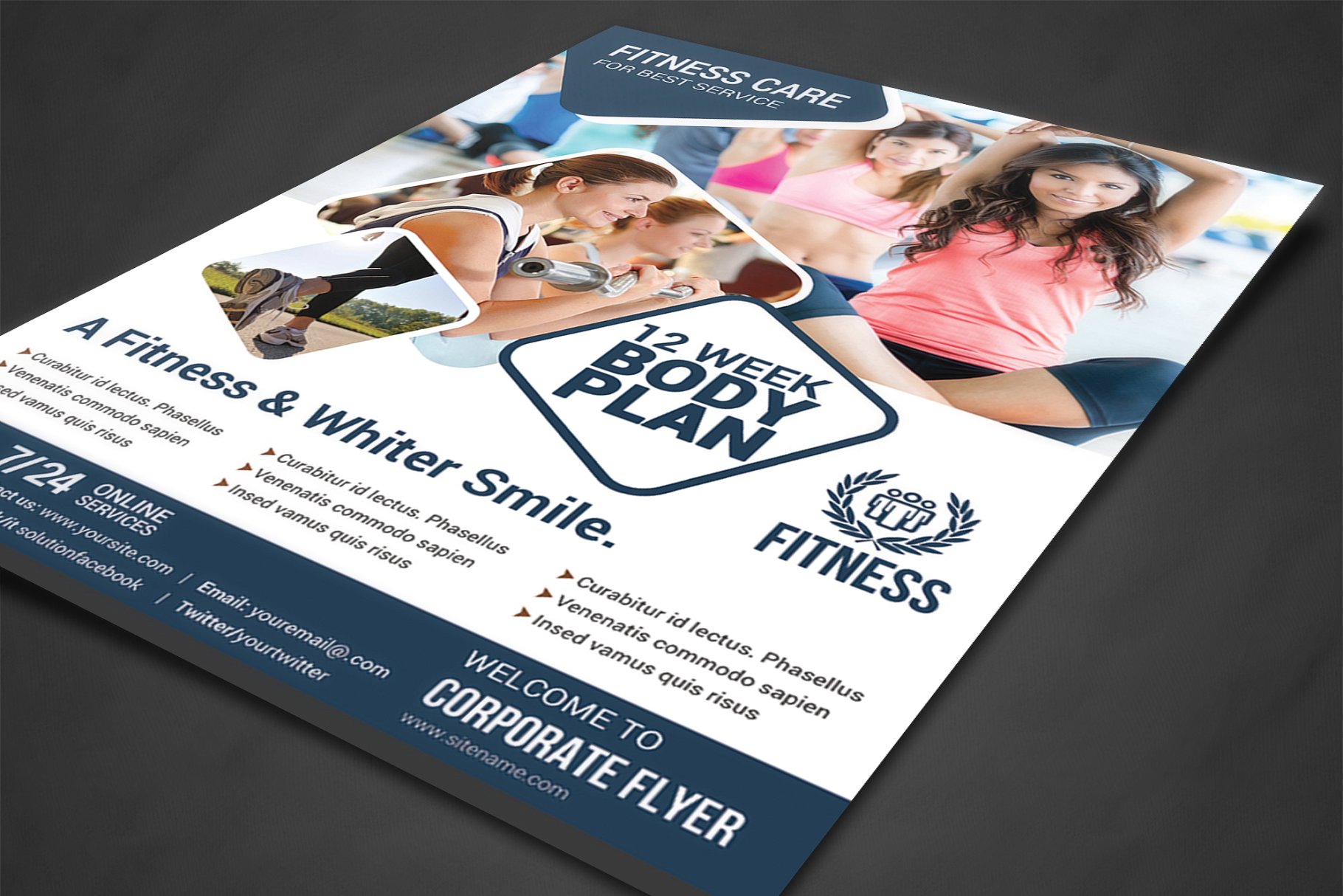 健身俱乐部海报设计传单模板 Fitness Flyer插图(1)