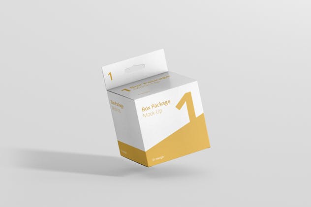 药物方形包装盒样机展示模板 Package Box Mockup – Square with Hanger插图(1)