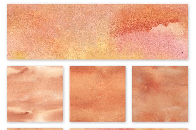 橙色手工水彩无缝背景纹理 Watercolor Seamless Textures – Orange Pack插图(6)