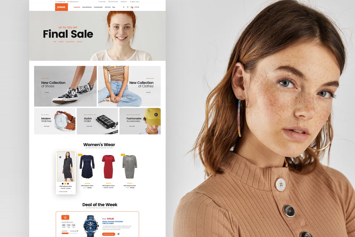 电子商务网店单页PSD模板 eCommerce Online Shopping Single Page PSD Template插图