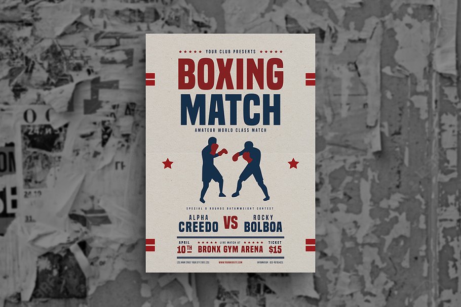 拳击比赛竞技活动海报宣传设计模板 Boxing Match Flyer插图