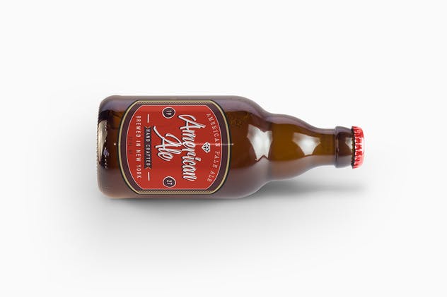啤酒琥珀瓶啤酒瓶样机 Steinie Beer Amber Bottle Mockup插图(9)