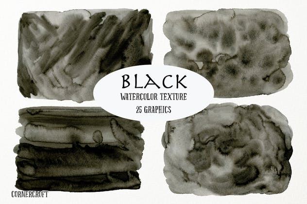 黑色水彩背景纹理素材 Watercolor Texture Black插图(3)