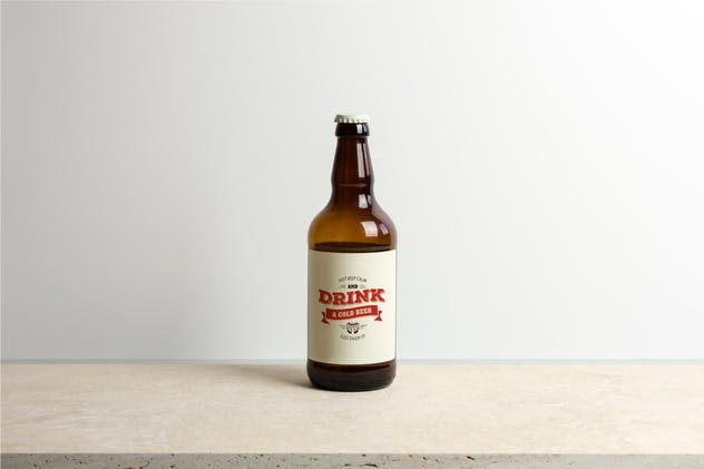 啤酒瓶外观贴纸设计展示样机 Beer Bottle Mock-up / Real Photo Scene插图(1)