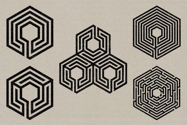 50款迷宫图形设计印章纹理合集 Labyrinth Stamps插图(1)