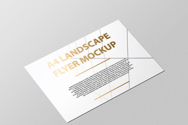 A4横向铝箔冲压工艺传单海报样机 A4 Landscape Flyer / Poster Mockup – Foil Stamping插图(12)