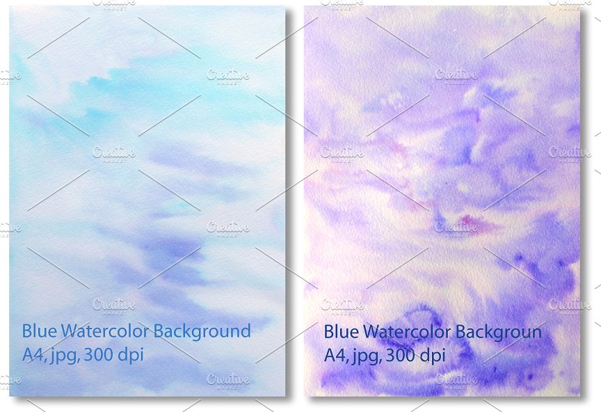 淡蓝色调水彩肌理 Blue Watercolor textured background插图(1)