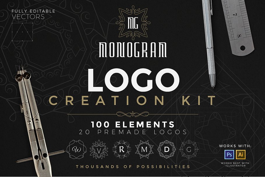 商标Logo设计素材工具包 Logo Creation Kit – Monogram Edition插图