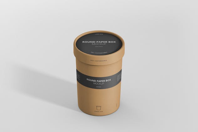 茶叶/咖啡大纸筒包装样机模板 Paper Box Mockup Round – Large Size插图(4)
