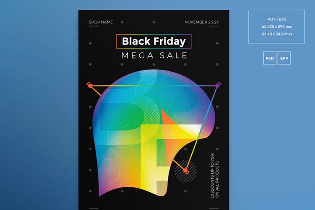 黑色星期五电商促销广告海报模板 Black Friday Sale Flyer and Poster Template插图(3)