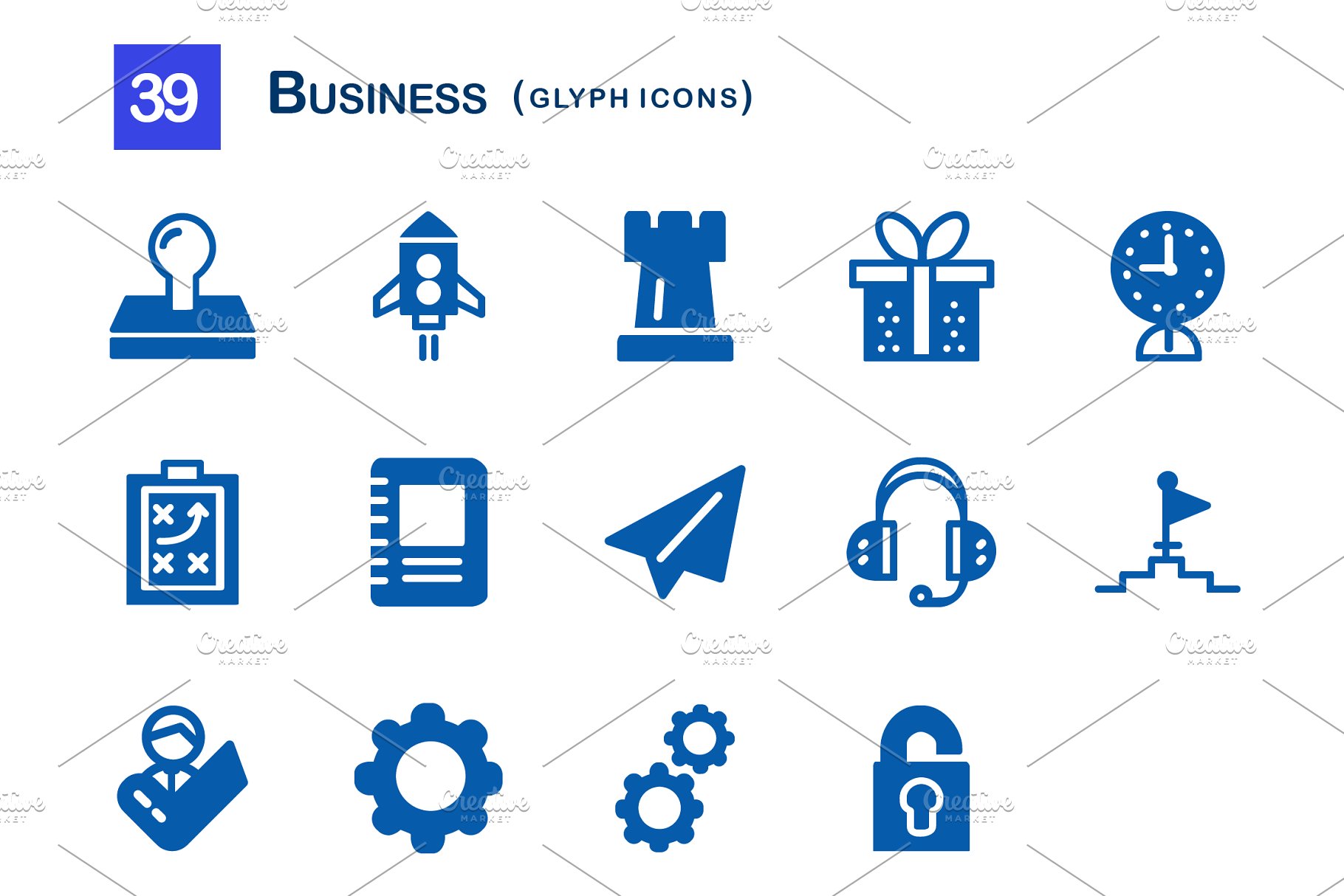 39个企业商务主题业务符号图标 39 Business Glyph Icons插图(2)