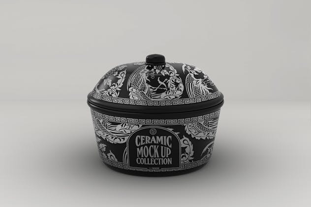 浮雕陶瓷餐具样机模板 Ceramic Pot Packaging MockUp插图(4)