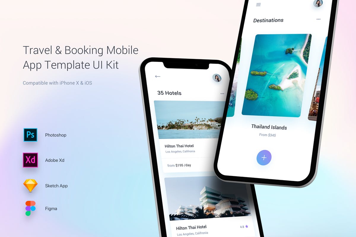 旅行&票务系统APP应用UI套件 Travel & Booking Mobile App Template UI Kit插图