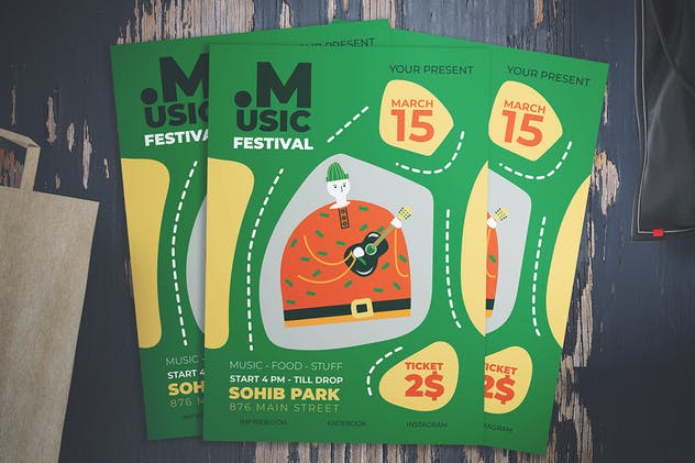 音乐节活动海报设计PSD&AI模板 Music Festival Flyer插图(2)