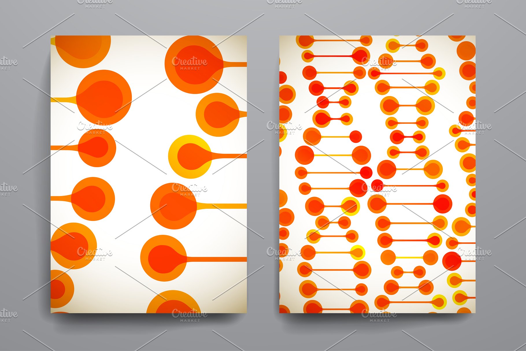漂亮的DNA链条图形背景小册子模板 Beautiful brochures in DNA style.插图