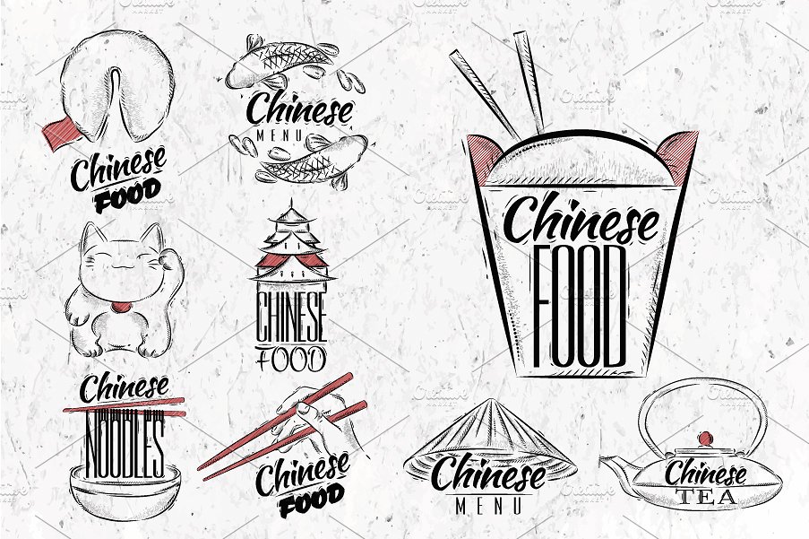 中国传统食物标志插图合集 Chinese food signs插图(2)