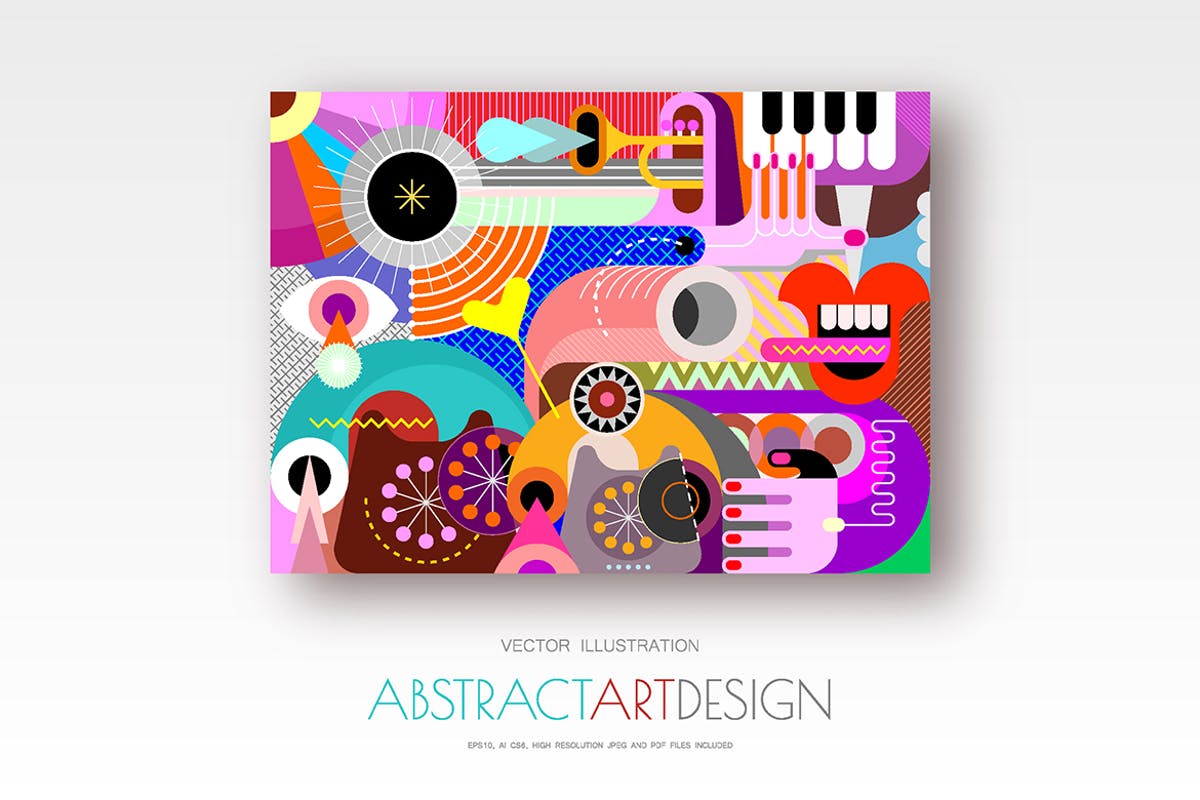 抽象创意艺术插画矢量素材v2 Abstract Digital Art vector design插图