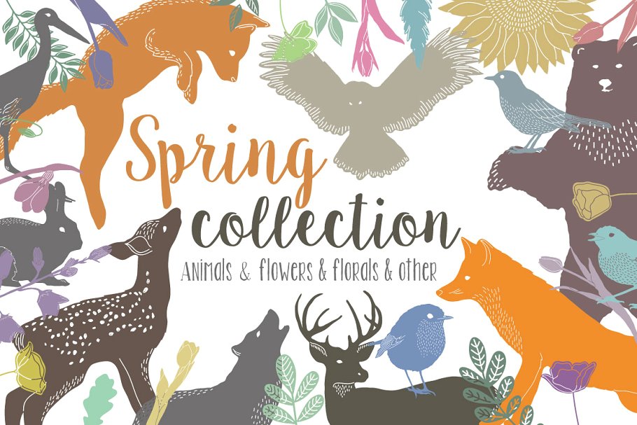 春天主题元素水彩设计素材合集 Spring Collection Pro插图