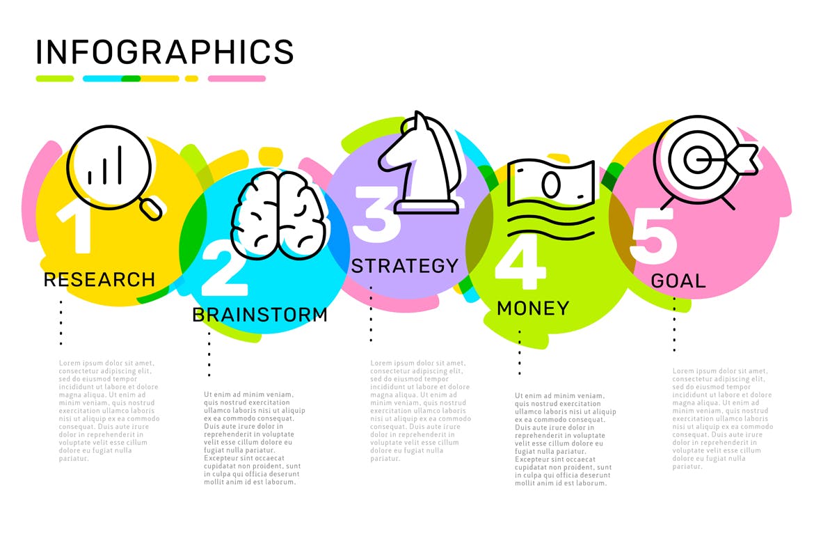 行业市场分析报告幻灯片设计信息图表素材 Set of infographic templates + business icons插图(2)