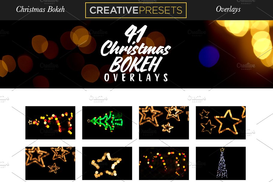 圣诞灯饰光影照片处理图层样式 Christmas Overlays for Photographers插图(1)