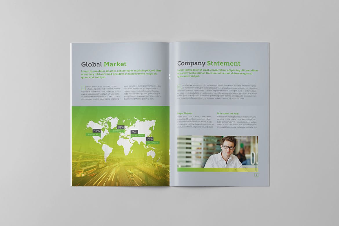 金融咨询服务公司企业画册设计模板 Green Business Brochure插图(5)