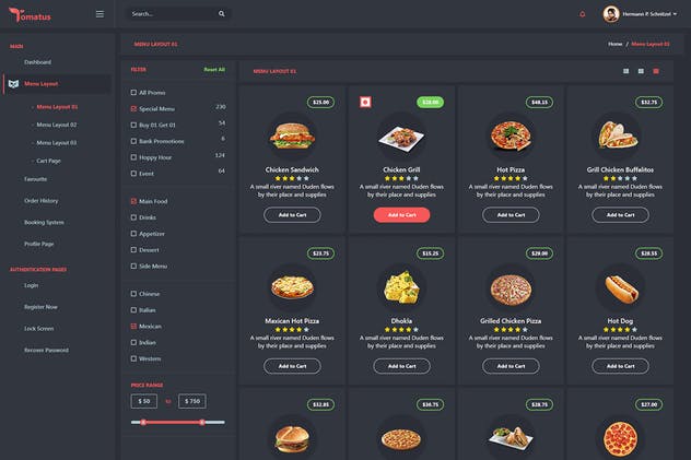 餐厅用户界面订餐系统UI套件 Tomatus-Restaurant User Website & Dashboard UI Kit插图(3)