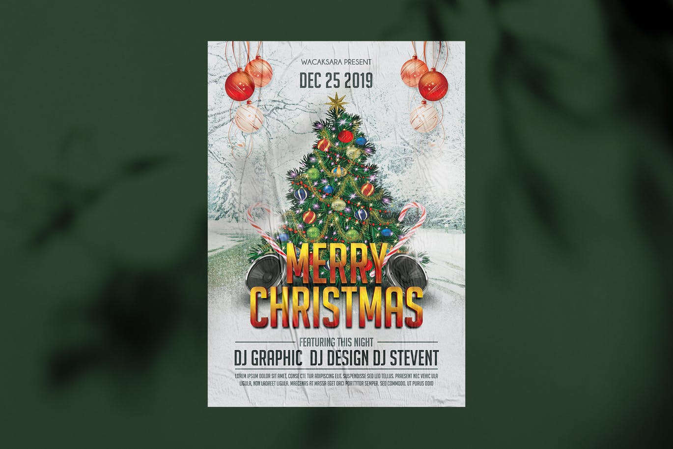 圣诞树圣诞节派对活动传单海报设计模板 Christmas Party Flyer插图