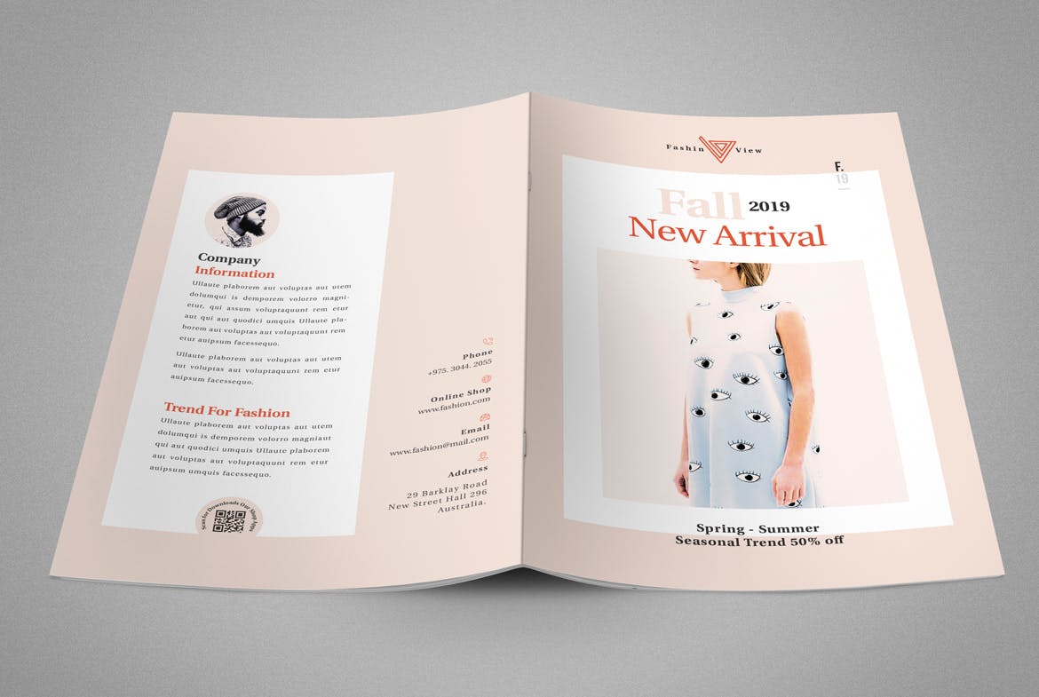 高端服装品牌新装上市画册/产品目录设计模板 Fashion Bifold Brochure插图(2)