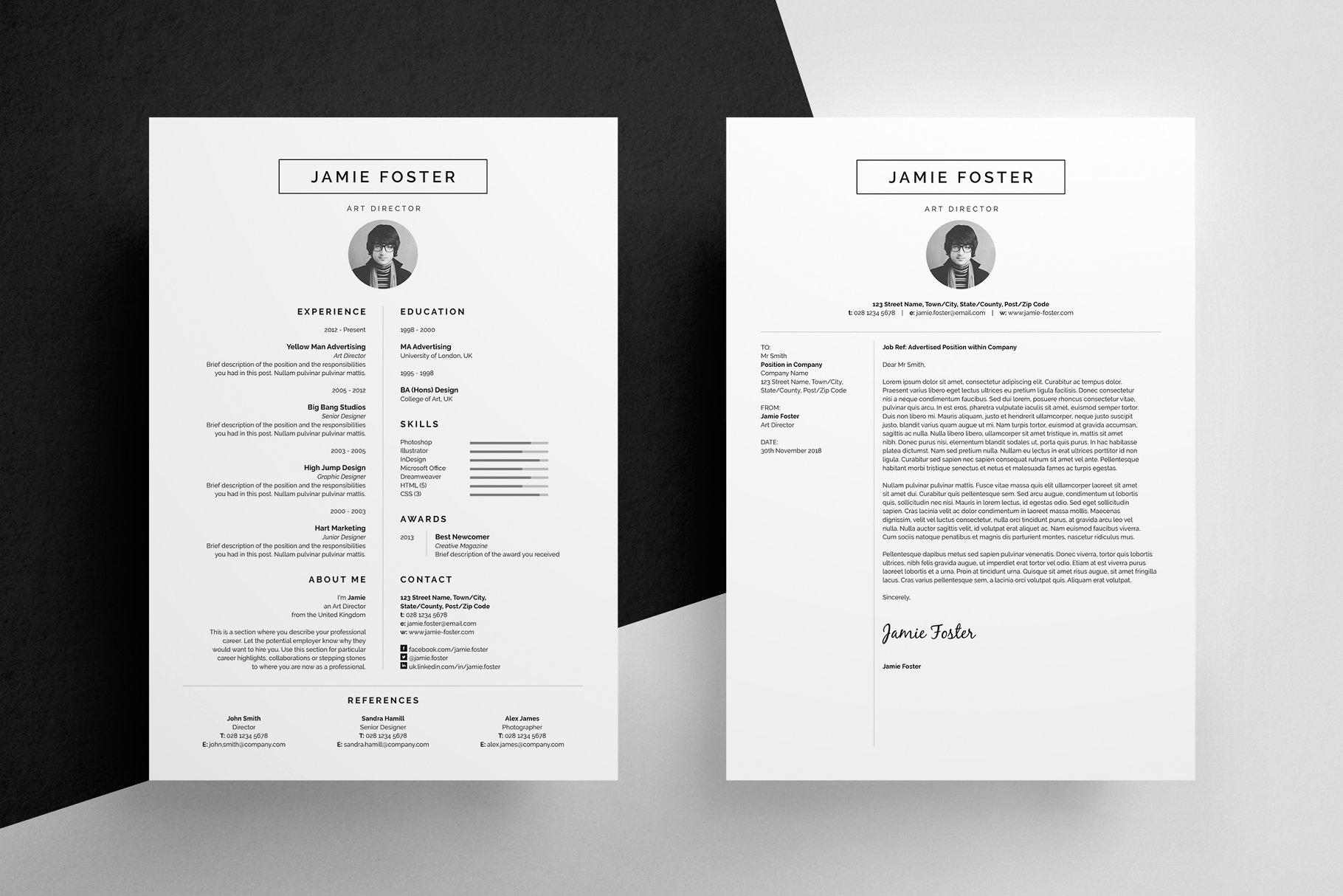 简约对称简历设计模板 Jamie – Resume/CV插图(1)