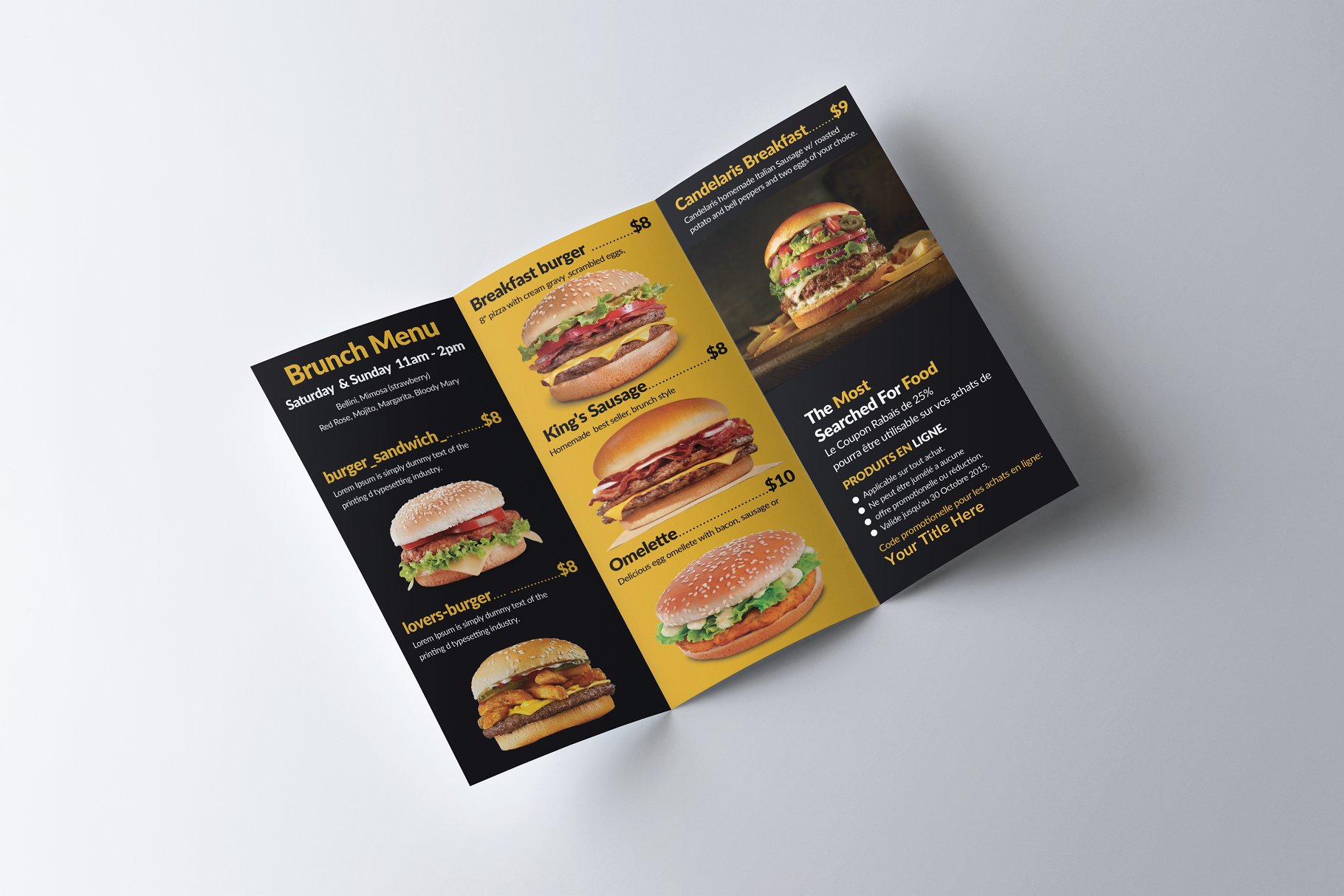 面包店西式快餐折页广告传单模板 Healthy Food Menu Brochure Trifold插图(2)