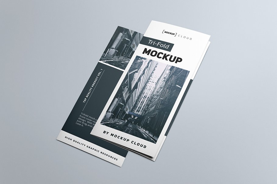 产品服务宣传企业宣传三折页小册子样机模板 Tri-fold Brochure Mock-Up插图(3)