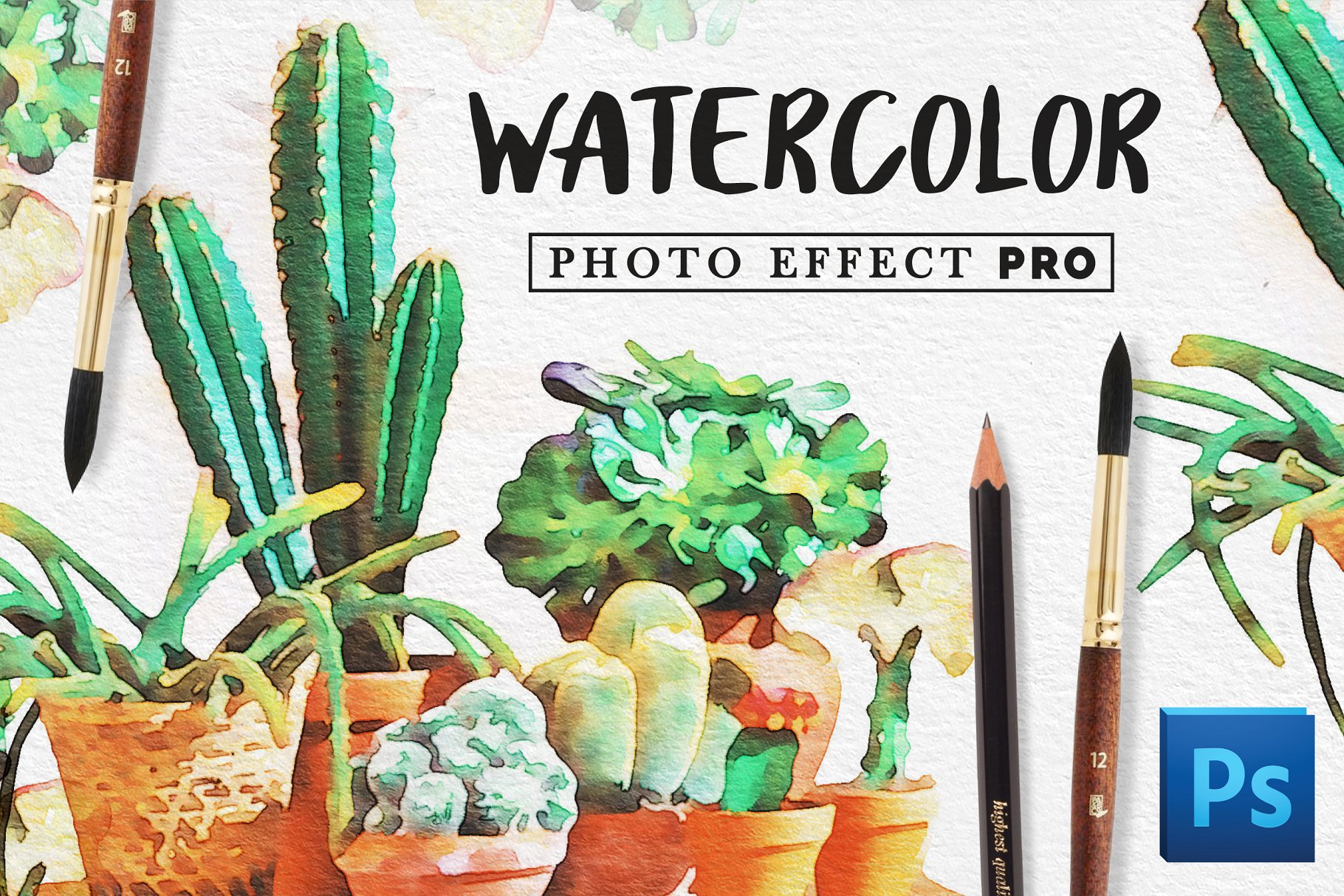水彩插画效果PS图层样式 Watercolor Photo Effect Pro插图