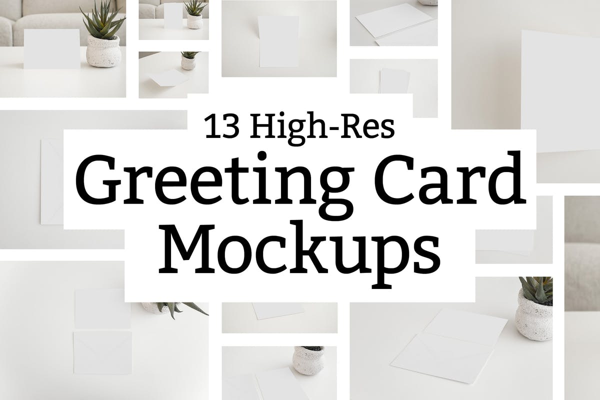 13张高分辨率节日贺卡样机 13 Greeting Card Mockups插图