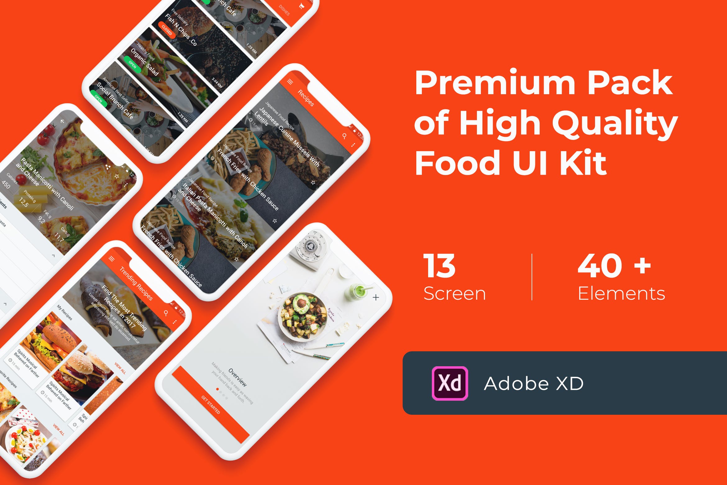 食物烹饪食谱美食类APP应用UI界面设计模板素材 Food Cooking Recipes UI KIT for插图