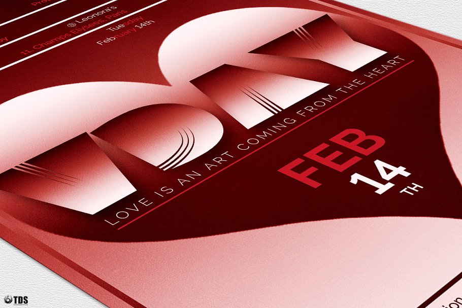 浪漫情人节主题传单PSD模板V11 Valentines Day Flyer PSD V11插图(6)