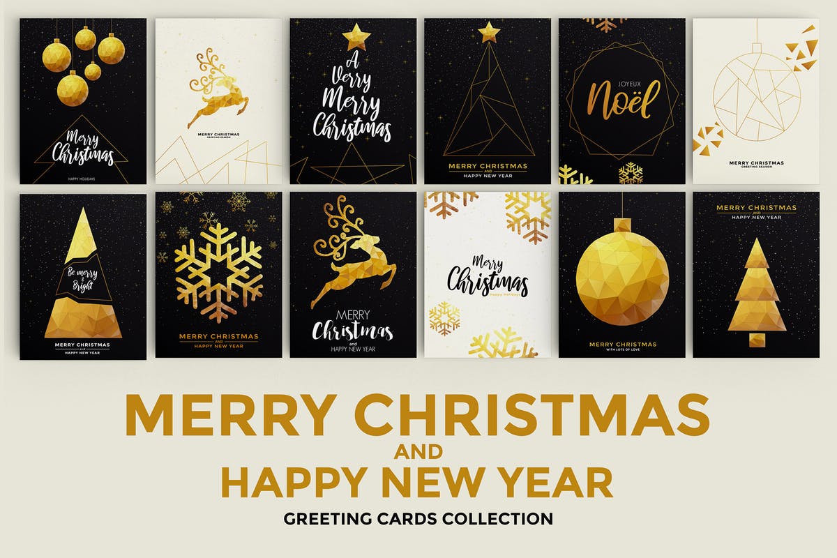 圣诞节&新年贺卡海报设计模板合集 Merry Christmas and Happy New Year Brochure插图