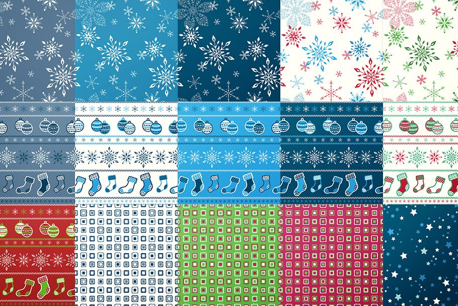 圣诞节假日主题图案纸张纹理V.1 Christmas & Holiday Patterns Vol 1插图(3)