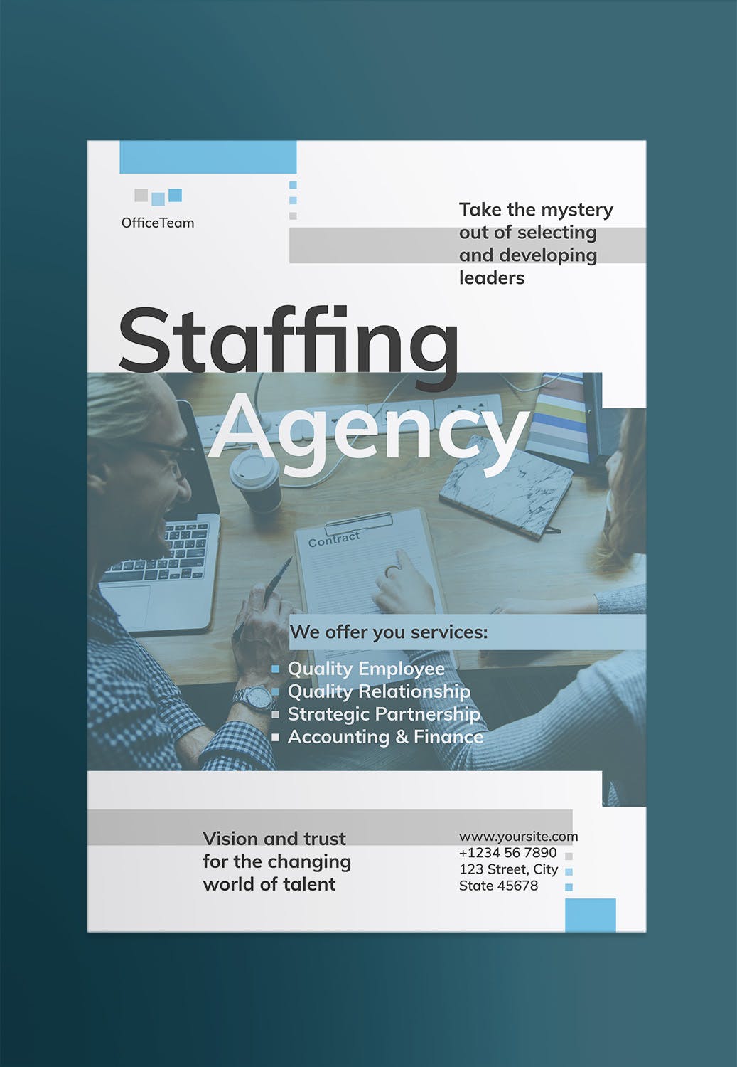 人力资源市场宣传海报设计模板 Staffing Agency Poster插图(1)