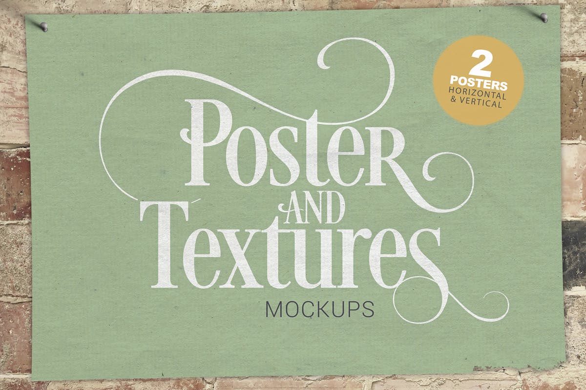 海报&纹理设计预览样机模板 Poster & Textures Mockups插图