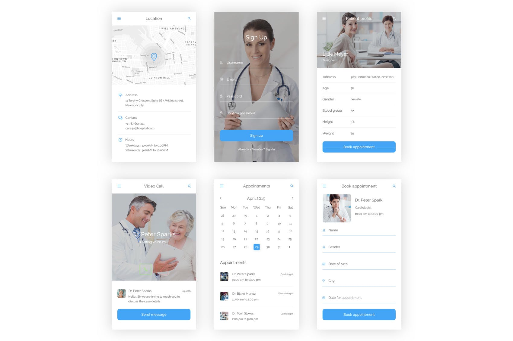 医院/健康/医疗APP应用程序UI设计套件PSD模板 Hospital – Health & Medical Mobile App (Photoshop)插图(9)